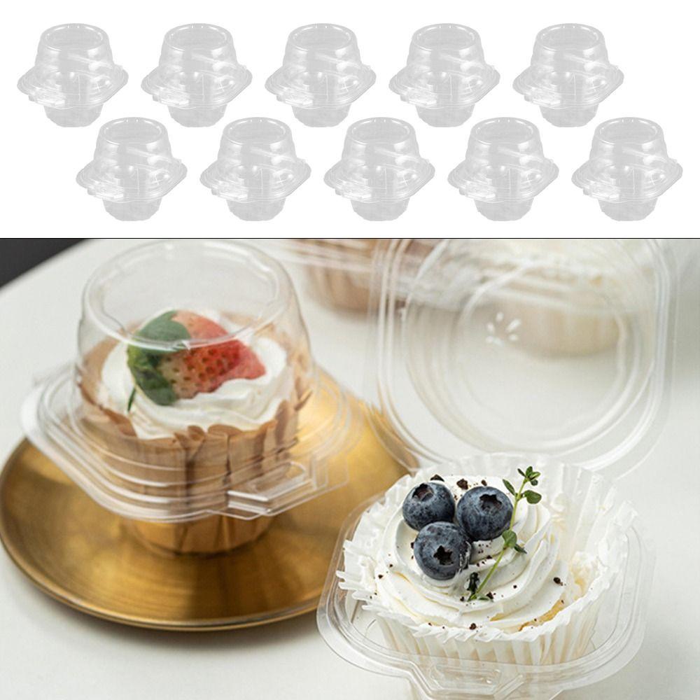 R-FLOWER 10pcs Kertas Cup Kue Kemasan Transparan Mid-Autumn Single Grain Perlengkapan Pesta Dessert Packaging