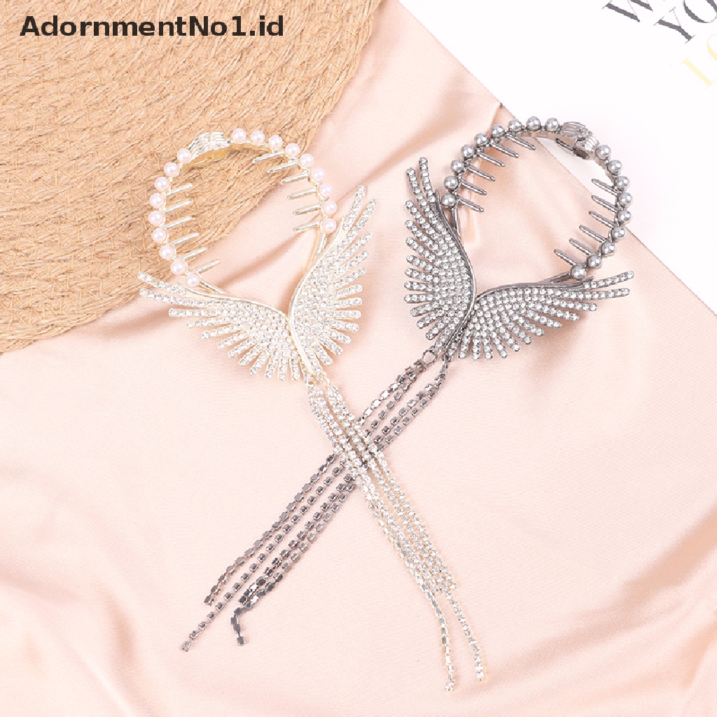 [AdornmentNo1] Cakar Klip Rumbai Berlian Imitasi Elegan Untuk Wanita Fashion Butterfly Wing Hair Clip [ID]