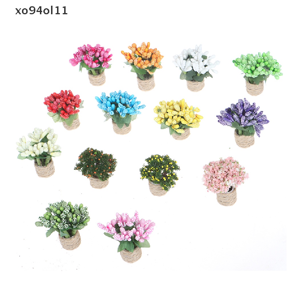 Xo 1: 12rumah Boneka Pohon Mini Pot Tanaman Hijau Simulasi Boneka Dekor OL