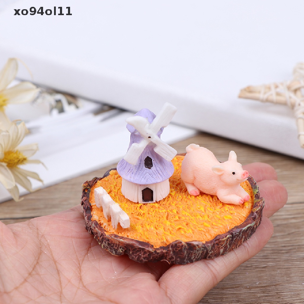 Xo 3Pcs/Set Ornamen Miniatur Patung Kelinci Swan Mikro Untuk Taman Peri DIY OL