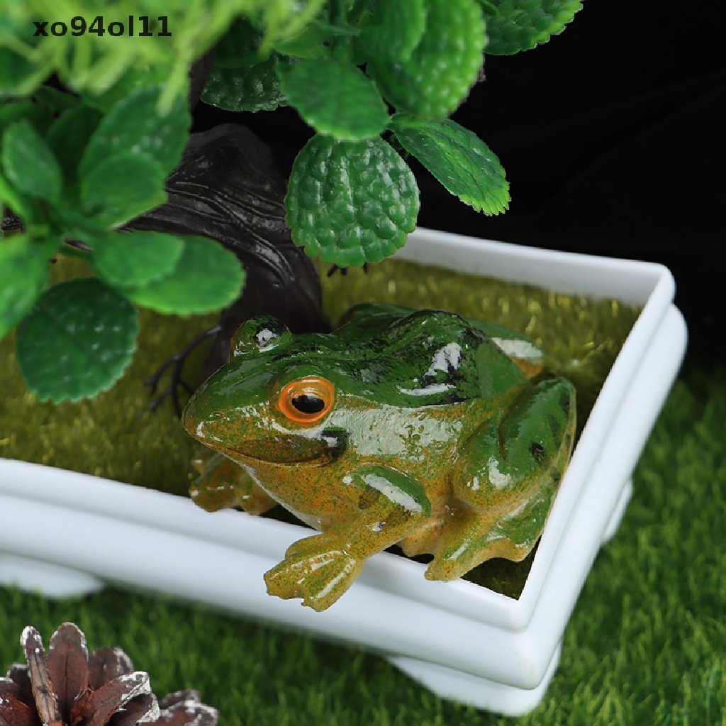 Xo Katak Lucu Mini Resin Kerajinan Taman Peri Miniatur DIY Dekorasi Lanskap Mikro OL