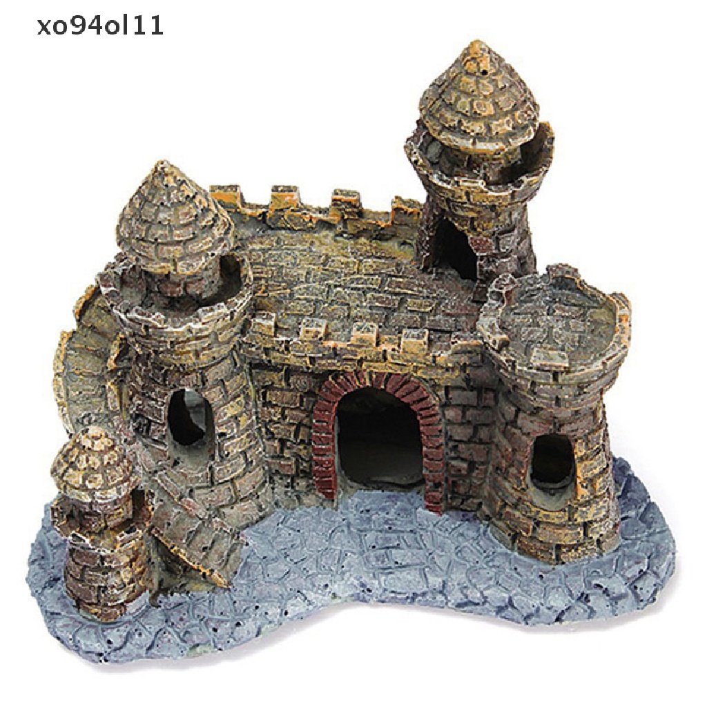 Xo Polyresin Tower Castle Aquarium Ornamen Aksesoris Dekorasi Ikan New OL