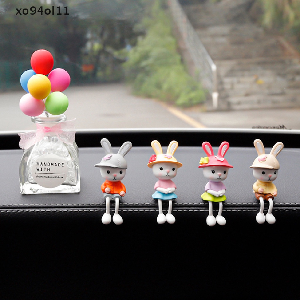 Xo 4Pcs/Set Kaki Gantung Kecil Kelinci Dekorasi Interior Mobil Tabletop Ornament OL