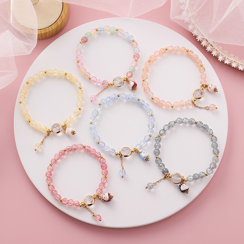 Xiaoboacc Gelang Kristal Popcorn Kartun Kucing Fashion Korea Untuk Wanita