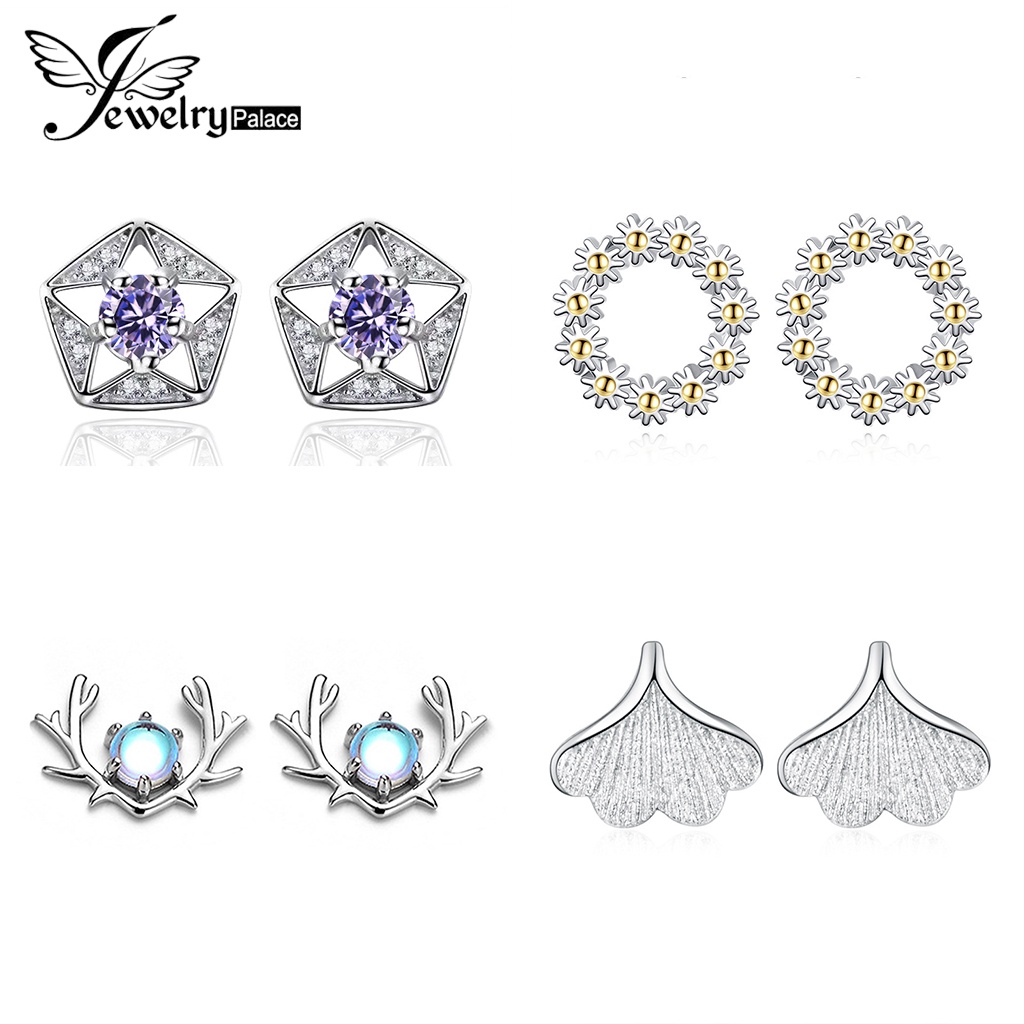 Jewelrypalace Asli Berlian Moissanite Perak925 Wanita Stud Anting Mutiara M026