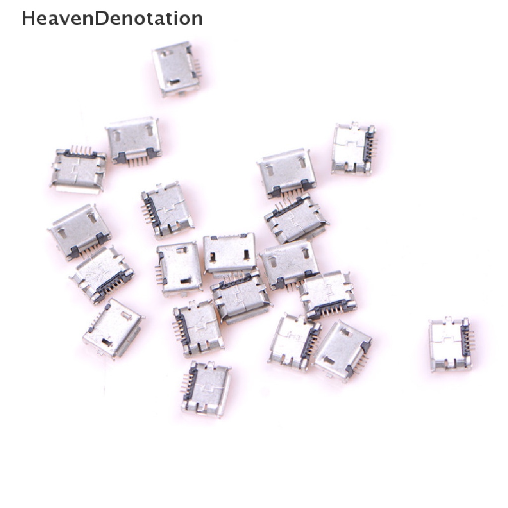 [HeavenDenotation] 20pcs Micro USB Tipe B Female Socket 5-Pin Konektor SMD Solder HDV