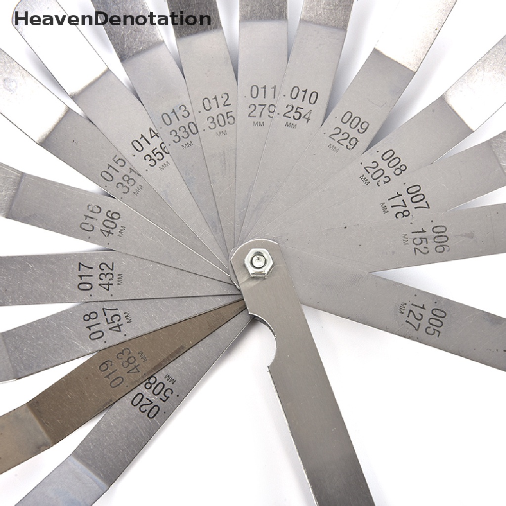 [HeavenDenotation] 16mata Pisau Feeler Gauge Pengisi Celah Metrik 0.127-0.508mm Valve Gage Measurment HDV