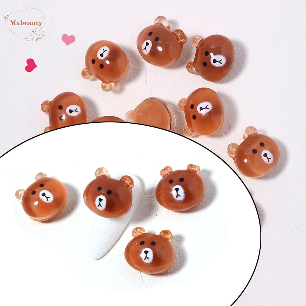 Mxbeauty 5 / 10pcs Ornamen Kartun Beruang 3d Untuk Dekorasi Nail Art / Manicure Diy