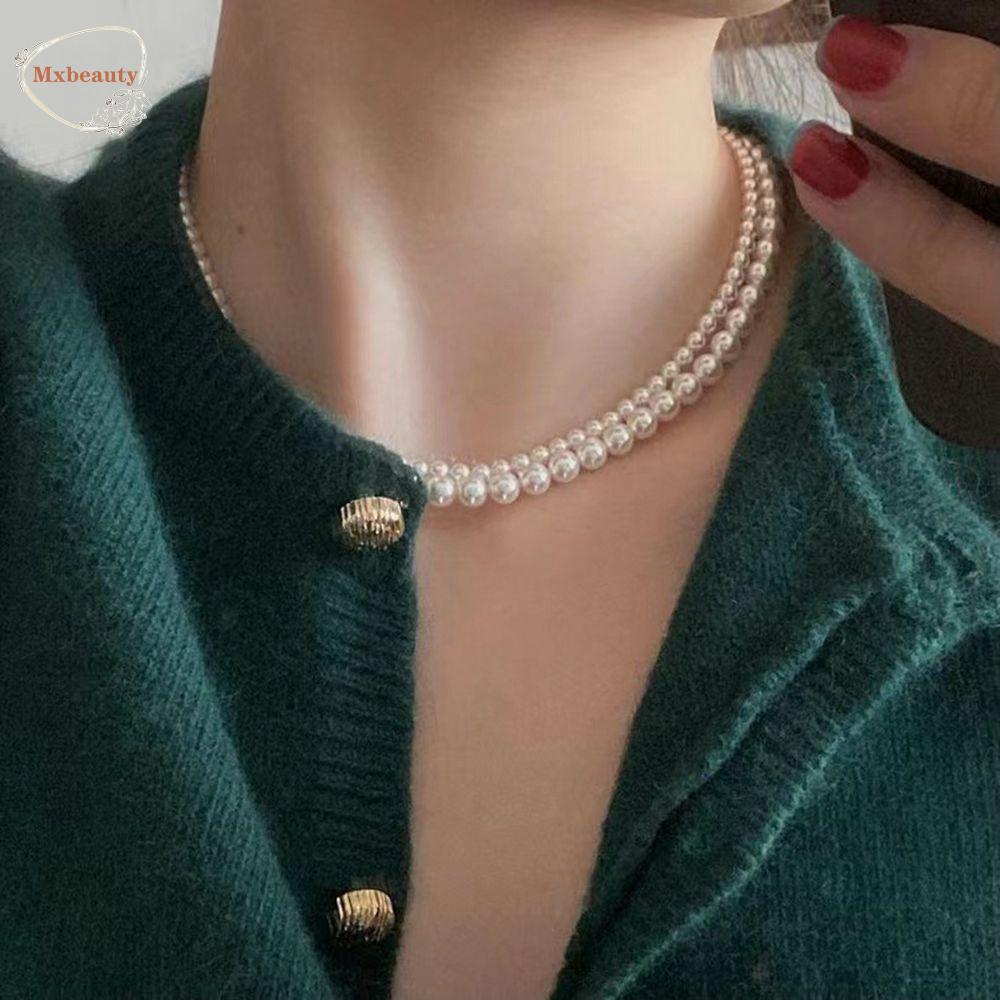 Mxbeauty Kalung Rantai Klavikula Hias Mutiara Besar Gaya Korea Untuk Pernikahan