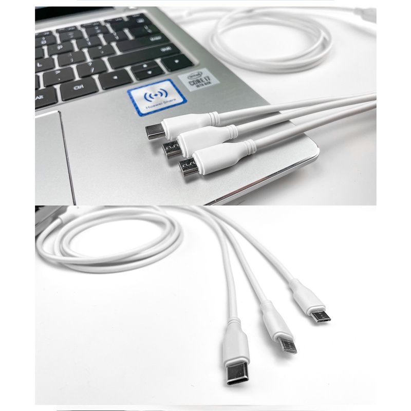 Kabel PVC Pengisian Cepat 3in1 Kabel USB Charging Universal Kabel USB Multifungsi Untuk iPhone Sumsang