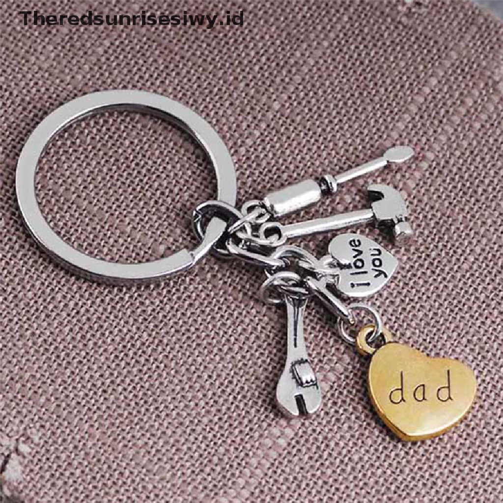 # Kado Mom &amp; PAPA DIY # Father's Day Hand Tools Keychain Gantungan Kunci Silver Ring Hadiah Ayah Gantungan Kunci Bapak~