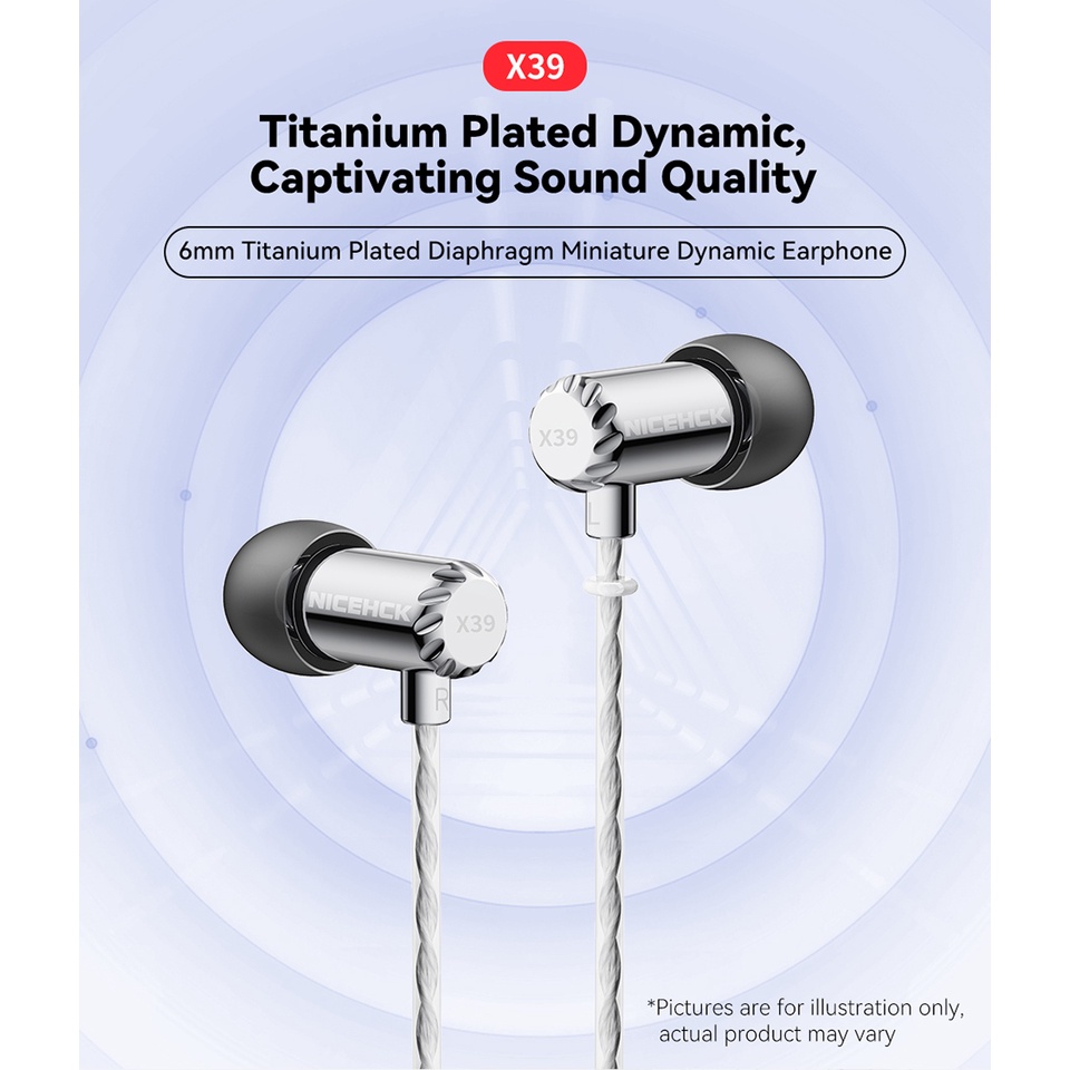 Nicehck X39 Paduan Aluminium Shell Earbud Mini 6mm Titanium Disepuh Dynamic In-ear Earphone Meeting Headset Dengan Mikrofon HD X49