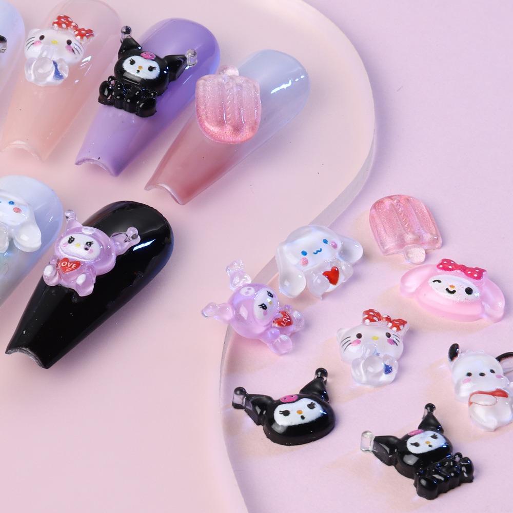 Mxbeauty Kartun Dekorasi Kuku Lucu Jepang Kuromi Kitty Cat Manicure Aksesoris Hiasan Kuku 3D Nail Art Drills