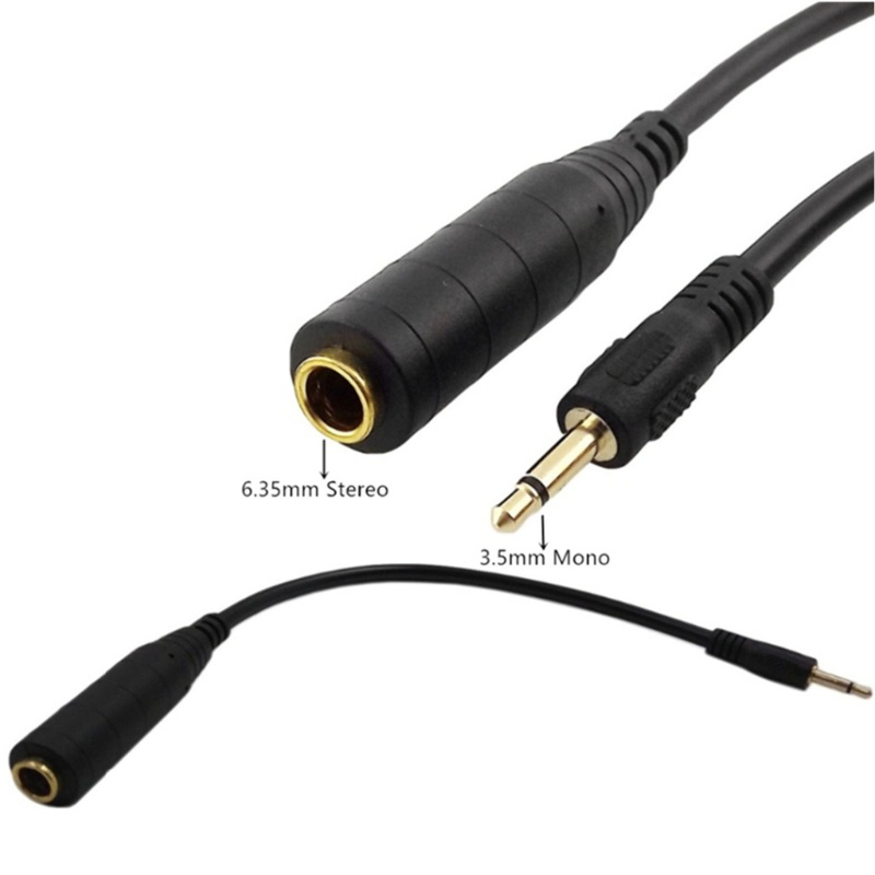 Cre Universal 6.35mm Ke 3.5mm Mono/Stereo Headphone Gitar Extension Cable Cord Kabel 1/4inch Female Ke 1/8inch Male