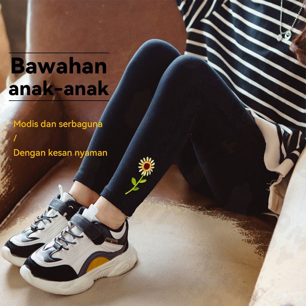 OKEYI Legging Anak Import Celana Anak Perempuan Lembut untuk 100-130cm