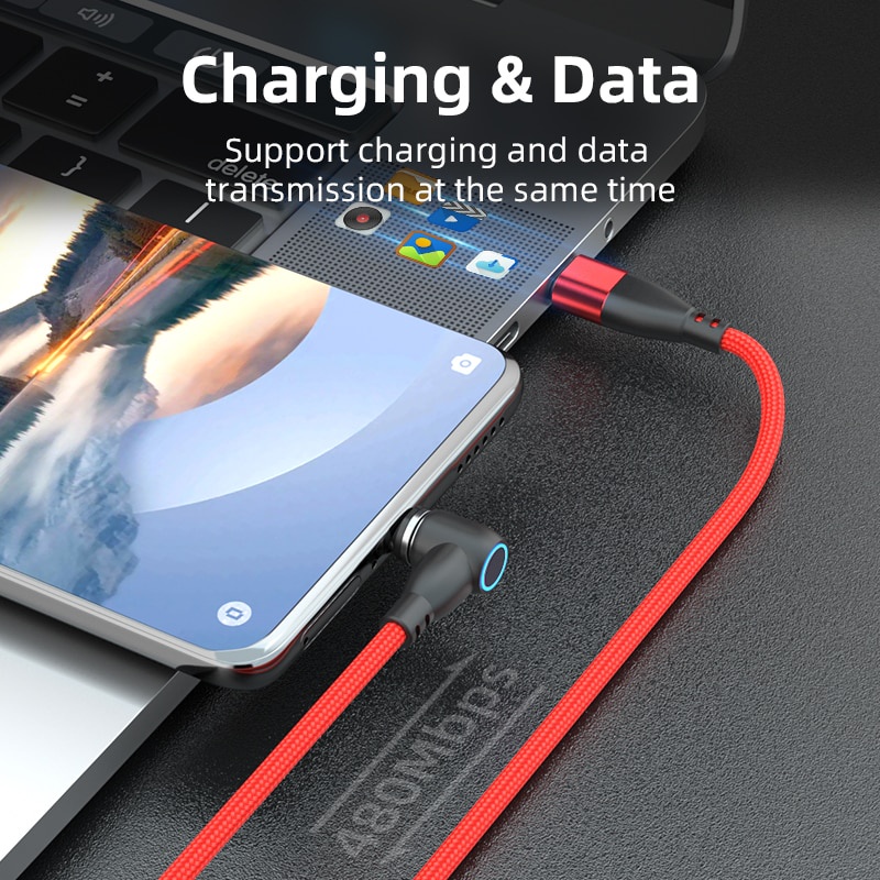 Kabel Data Hisap Magnet Siku 3A Magnetic Suction 5A Fast Charging Cable Kabel Transfer Data Android Type-c Kabel Cas