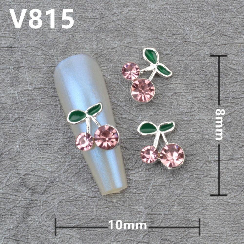 AUGUSTINA Dekorasi Nail Art Agustina Lucu 10pcs Gold Silver Colorful Cherry Alloy Zircon Aksesoris Kuku