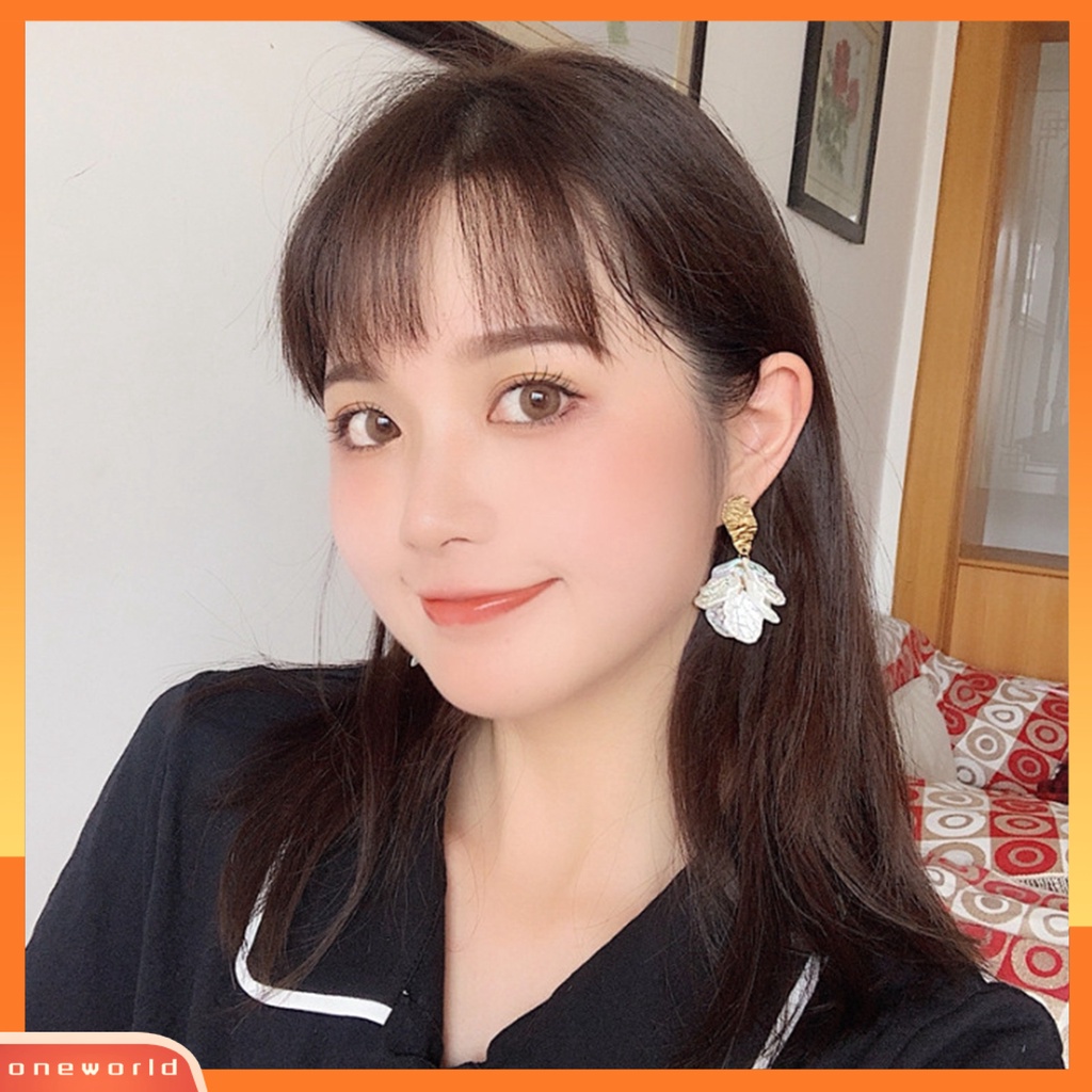 [EONE] 1pasang Drop Earrings Kepribadian Hadiah Ulang Tahun Gaya Korea Temperamen Shell Putih Kelopak Bunga Stud Earrings Perhiasan Aksesori