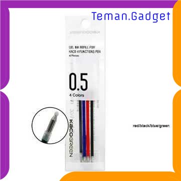 TG - ATK KACO GREEN Isi Refill Pena Pulpen Tinta Hitam Biru Merah Hijau 4 PCS - K1602