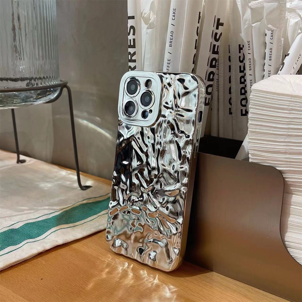 IPHONE Casing Ponsel Motif Kertas Kaleng Aluminium Untuk Iphone14 13 12 11 Pro Max7 8 Plus SE 2020 X XS Max XR Mewah Lembut Shockproof Back Cover