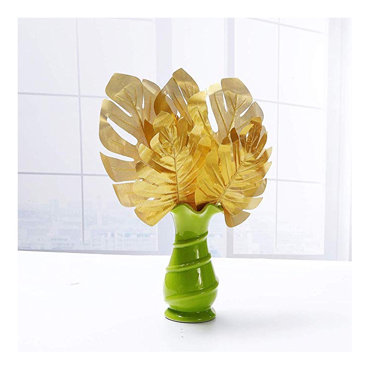 Simulation Simulasi Emas Daun Kura-kura Monstera Daun Palem Gaya Nordik Buatan Daun Tanaman Dekorasi Rumah Daun Emas Daun Monster