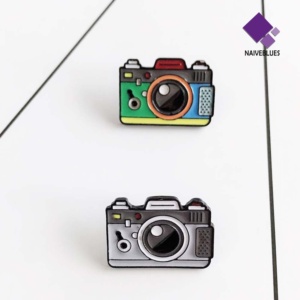 &lt; Naiveblues &gt; Pria Wanita Bentuk Kamera Enamel Bros Pin Jaket Tas Lencana