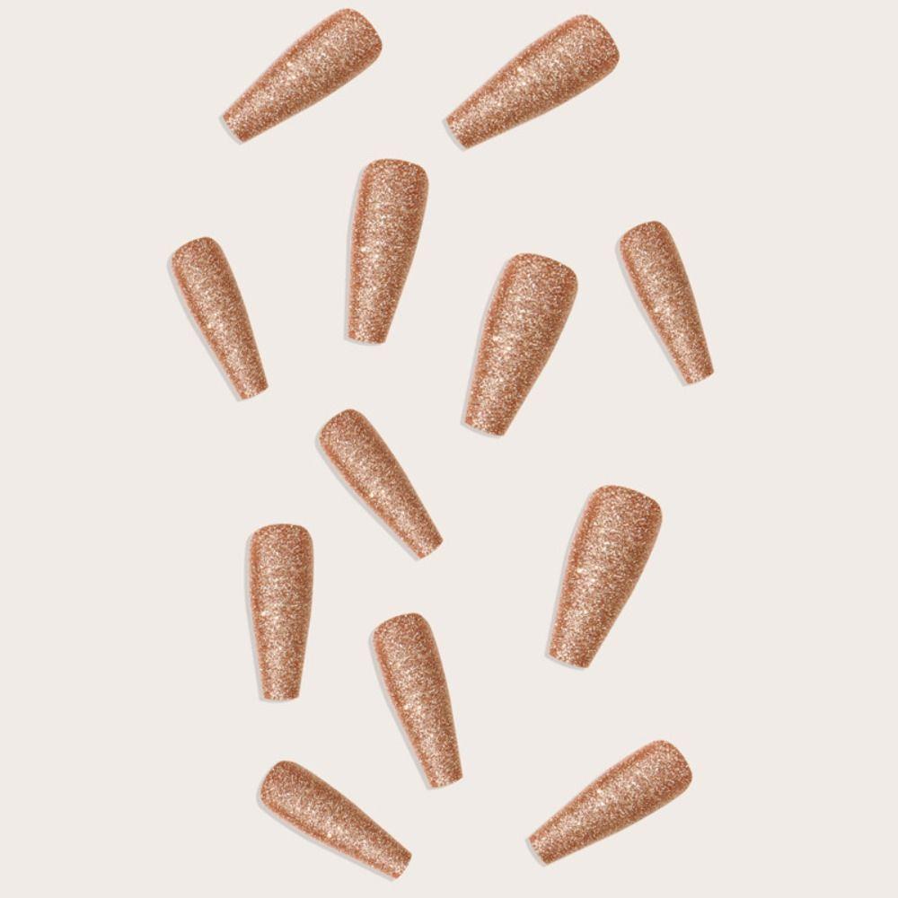 AUGUSTINA Agustinina Panjang Patch Kuku DIY Fashion Dilepas Ultra-Tipis Hancur Bubuk Berlian Tekan Pada Tips Kuku Penuh Penutup Nail Art Tips