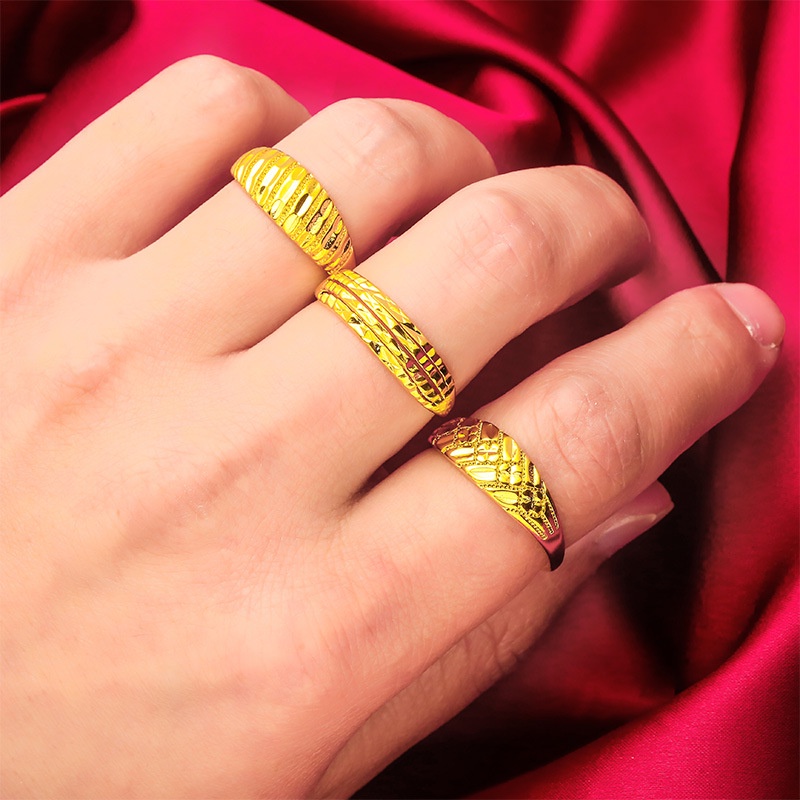Goldkingdom Perhiasan Fashion 24K Bangkok Aksesoris Ready Stock Pria Mendominasi Cincin Pria Baru Minimalis Dan Serbaguna