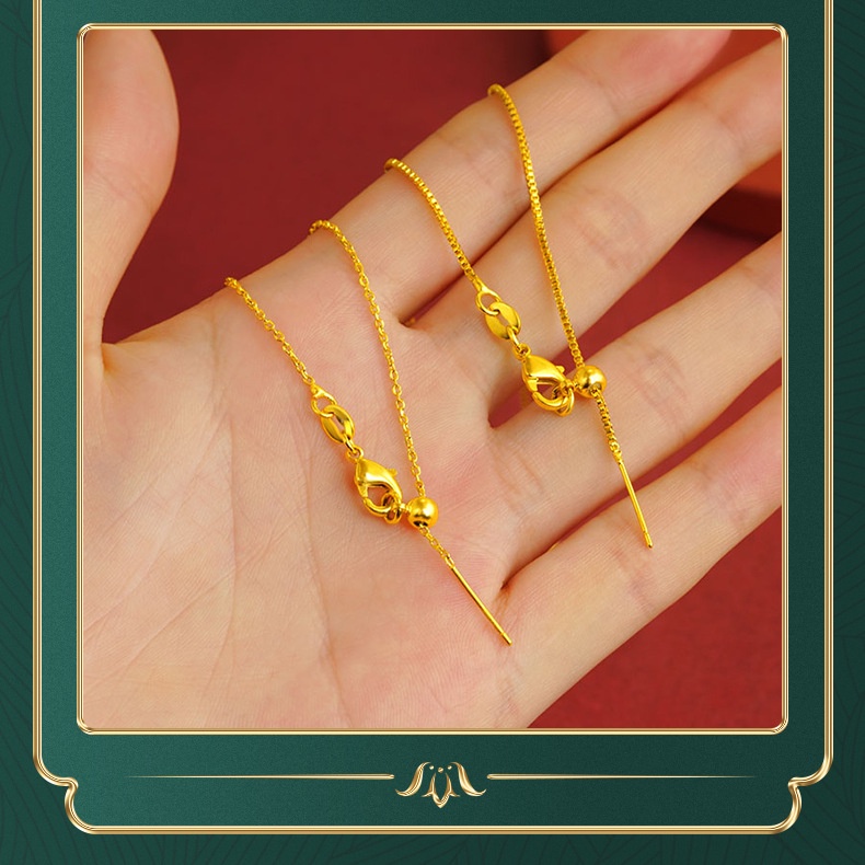 Goldkingdom Perhiasan Fashion 24 K Bangkok Aksesoris Ready Stock Posisi Emas Rantai Manik-Manik Kepribadian Adjustable Panjang Dan Pendek Rantai Tulang Selangka Rantai Universal