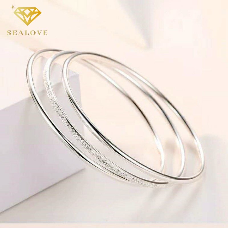 3 Pcs/Set Gelang titanium Wanita Anti Karat 18K Emas Cantik Bangle Aksesoris Mewah Korean Style COD