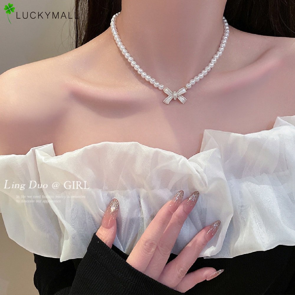 Fashion Mutiara Ikatan Simpul Kalung Untuk Wanita Elegan Kalung Choker Perhiasan Aksesoris