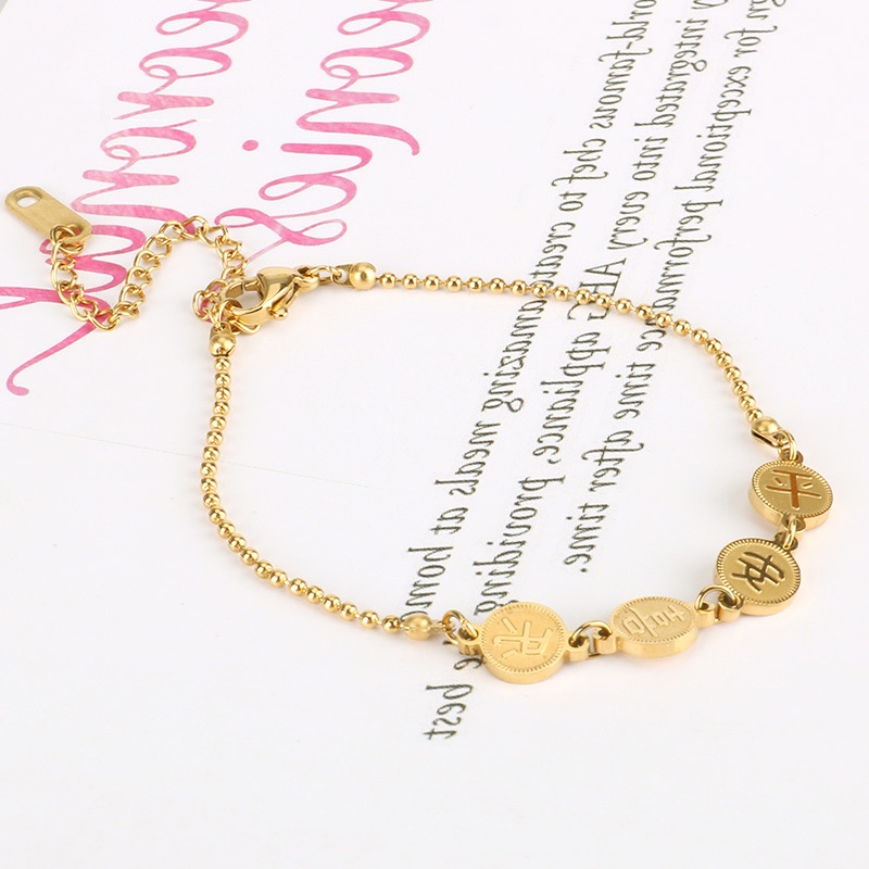 GROSIR Gelang tangan 平安喜乐 damai dan sukacita titanium stainless steel 316L import berkualitas anti karat bisa bayar di tempat COD