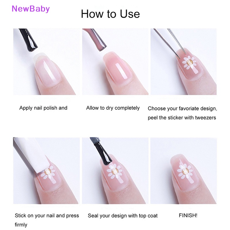 Newbaby Lucu Retro Kelinci 5D Stiker Kuku Decal Nail Art Perekat DIY Manicure Decor ID