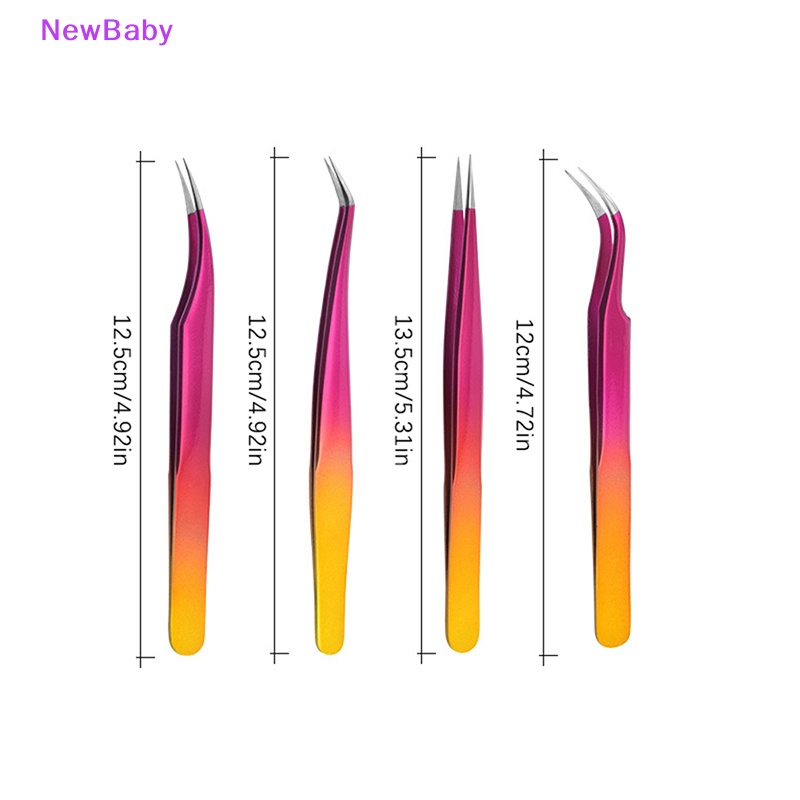 Newbaby 1PC Pinset Ekstensi Bulu Mata Lurus &amp; Melengkung Stainless Steel Manicure Tools ID