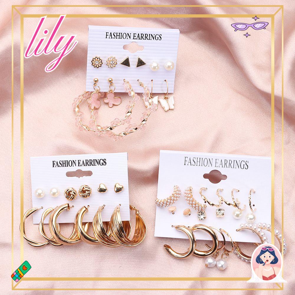 Lily Set Anting Kupu-Kupu Elegan Bohemian Ins Style Vintage Jewelry