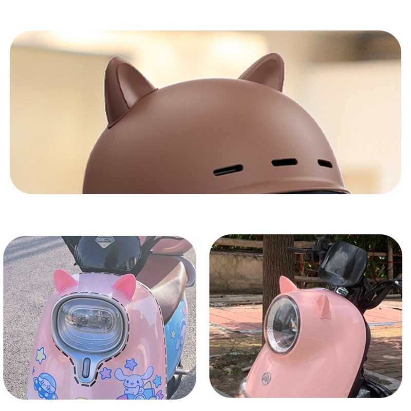 Lucu Telinga Kucing Bentuk TPU Perekat Diri Helm Dekorasi/DIY Sepeda Listrik Kepribadian Hewan Telinga Patch/Menyenangkan Motor Aksesoris Hias