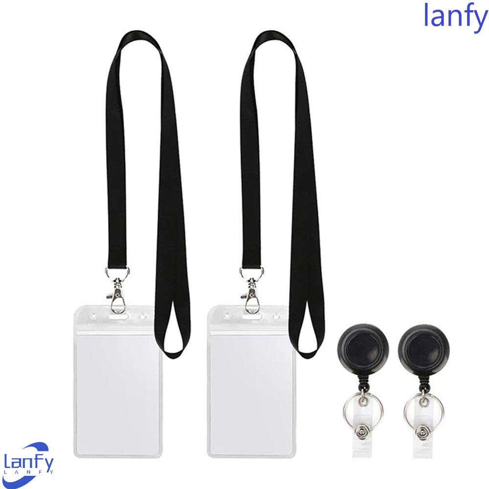 Lanfy Holder Kartu Nama / Kunci Dengan Strap Leher Retractable Untuk Kantor / Sekolah
