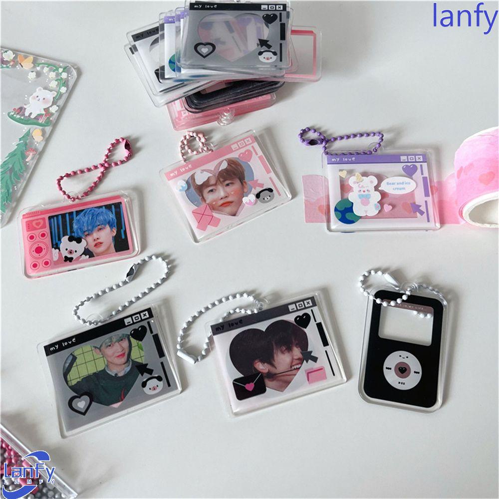 LANFY Backpack Decor Photocard Keychain Idol Card Star Chasing Pendant Photo Frame Keychain Transparent Photocard Holder Kawaii 1 Inch Backpack Pendant Kpop Photo Photocard Key Rings