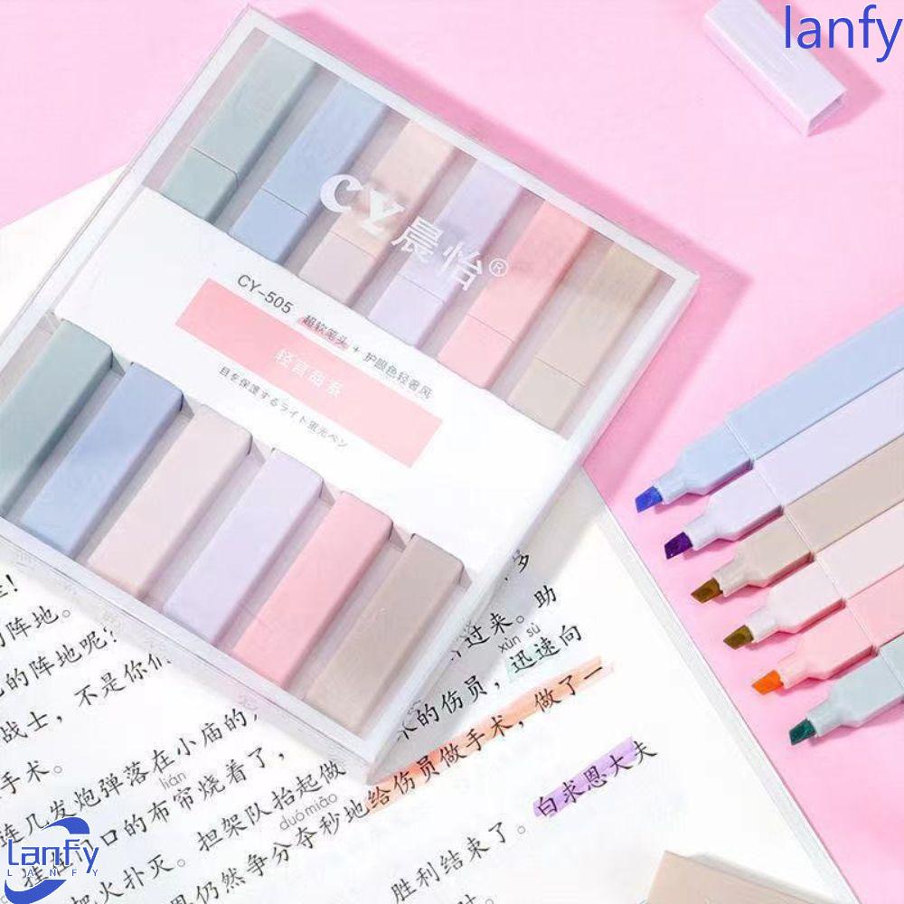 Lanfy Stabilo Pulpen 6 Pcs/Set Kreatif Morandi Warna Siswa Stationary Pelindung Mata Spidol Set