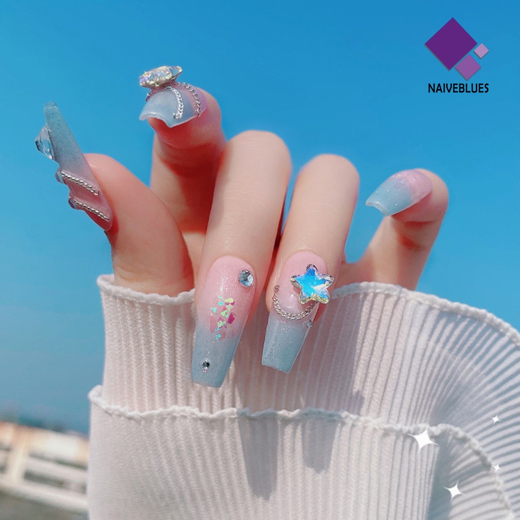 [naiveblues] 10pcs Berlian Imitasi Kuku Warna-Warni Mengkilap Kristal Imitasi Tiga Dimensi DIY Hadiah Sea Nail Art