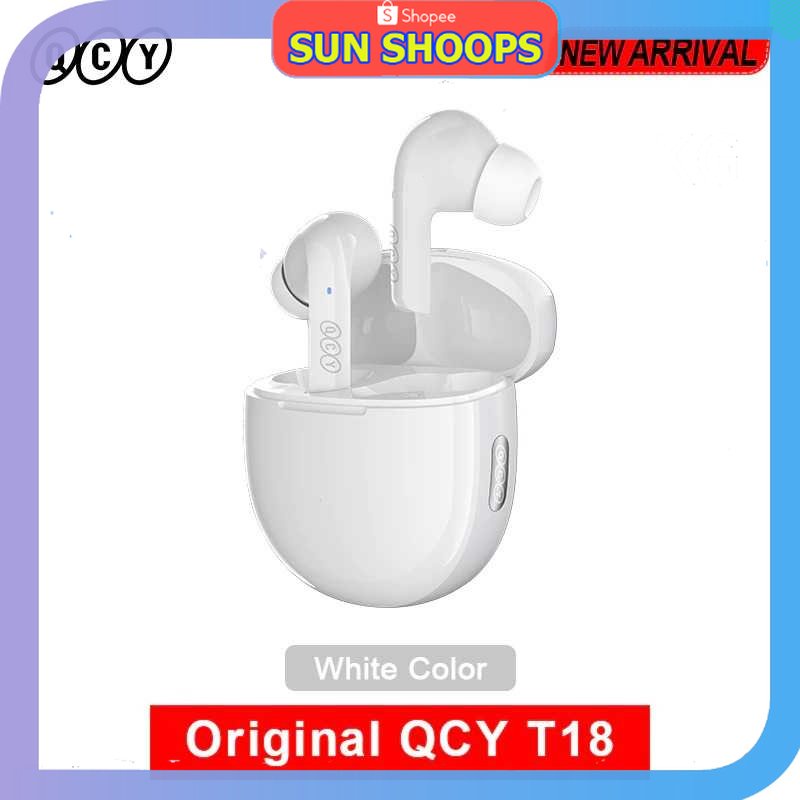 SUN SHOOPS - QCY Headset TWS Bluetooth Earphone Wireless Noise Reduction HiFi - T18
