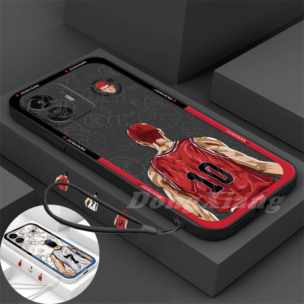 Fashion Case Untuk iPhone 11 Pro Max14 12 13 iPhone6 6S 78 Plus Xs Max XR SE 2020 Kartun Sakuragi Hanamichi Anime Slam Dunk Casing Tepi Lurus DGX