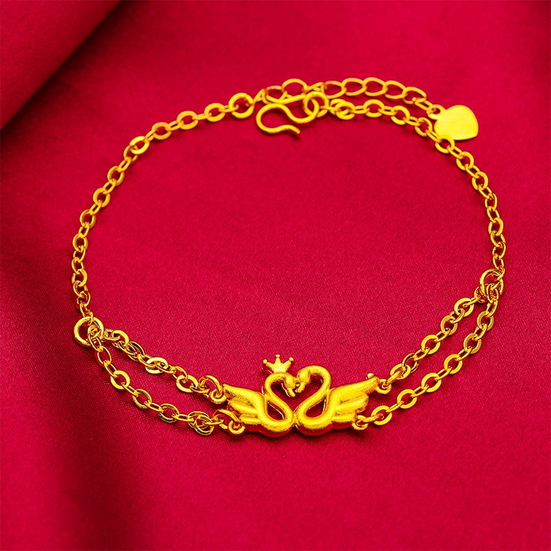 Goldkingdom Fashion Perhiasan Aksesoris Ready Stock Matte Gelang Baru Wanita Swan Panjang Lucu Gelang