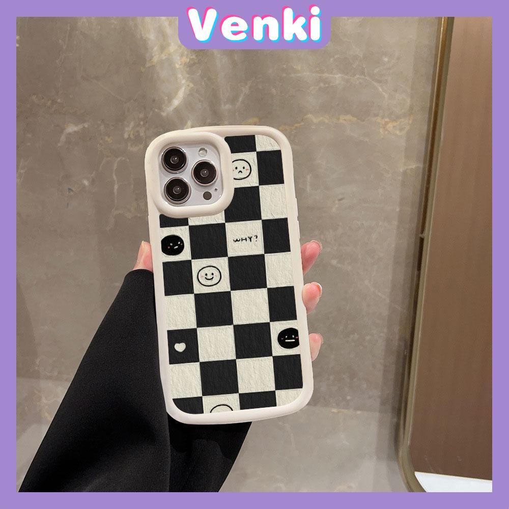 VENKI- For iPhone 11 iPhone Case Matte TPU Soft Case Black Beige Shockproof Protection Camera Smiley Chess Board Compatible with iPhone 14 13 Pro max 12 Pro Max 11 xr xs max 7Plus