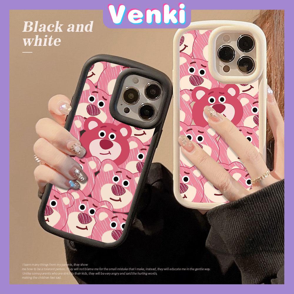 VENKI - For iPhone 11 iPhone Case Matte TPU Soft Case Black Beige Shockproof Protection Camera Strawberry and Bear Compatible with iPhone14 13 Pro max 12 Pro Max xr xs max 7 8Plus