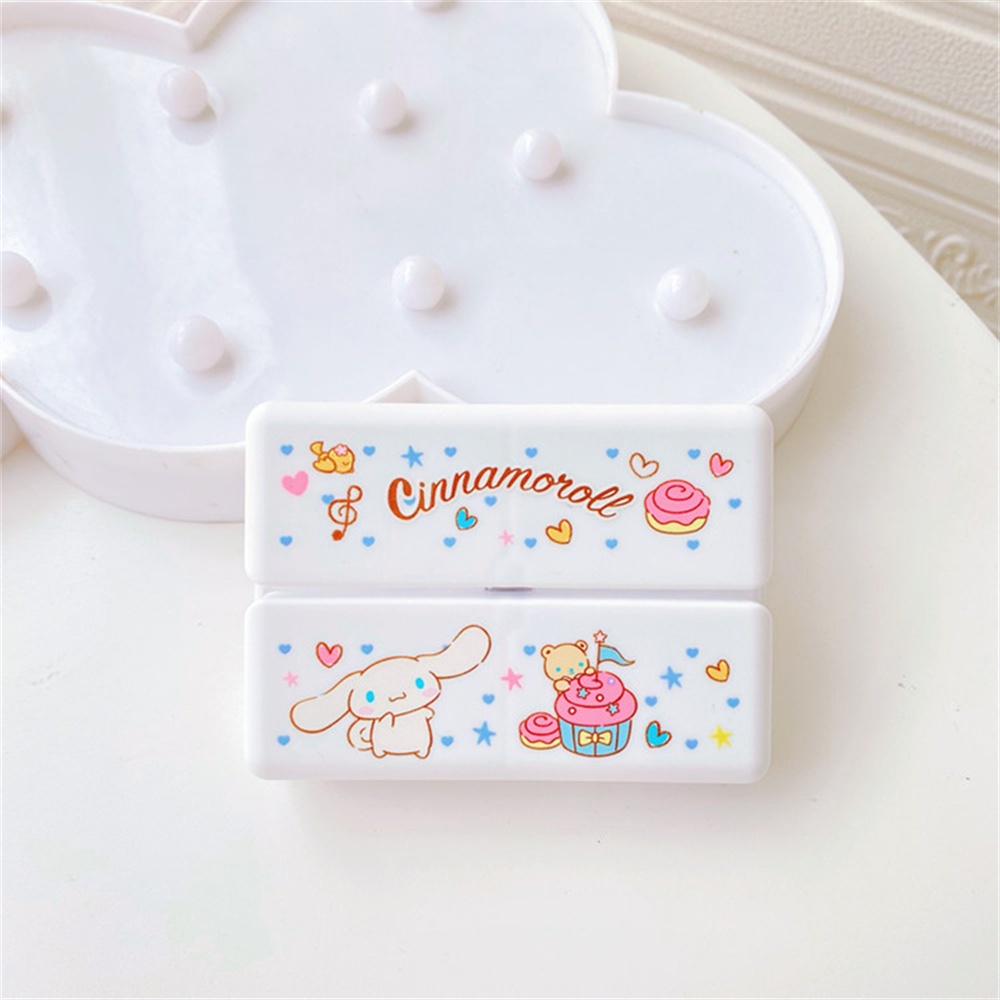 Box Sanrio Kotak Obat Kecil Kuromi My Melody Cinnamoroll Hello Kitty Mini 7-Grid Magnet Sub-Packing Kotak Penyimpanan untuk Minggu Bisnis Sub-Packing