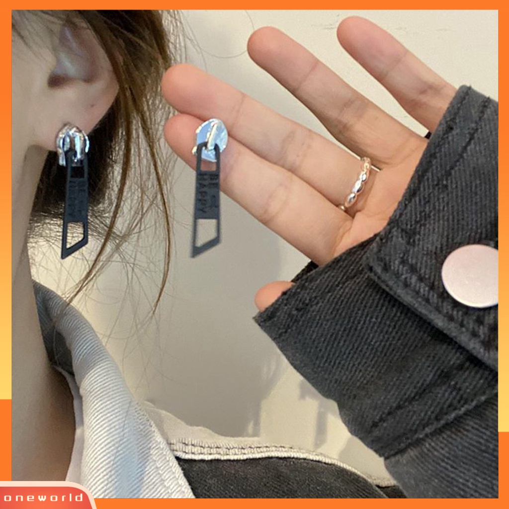 [EONE] 1pasang Menjuntai Anting Lucu Vintage Warna Cerah Eye-catching Pengerjaan Halus Berdandan Hypoallergenic Kepribadian Ritsleting Stud Earrings Perhiasan Aksesoris