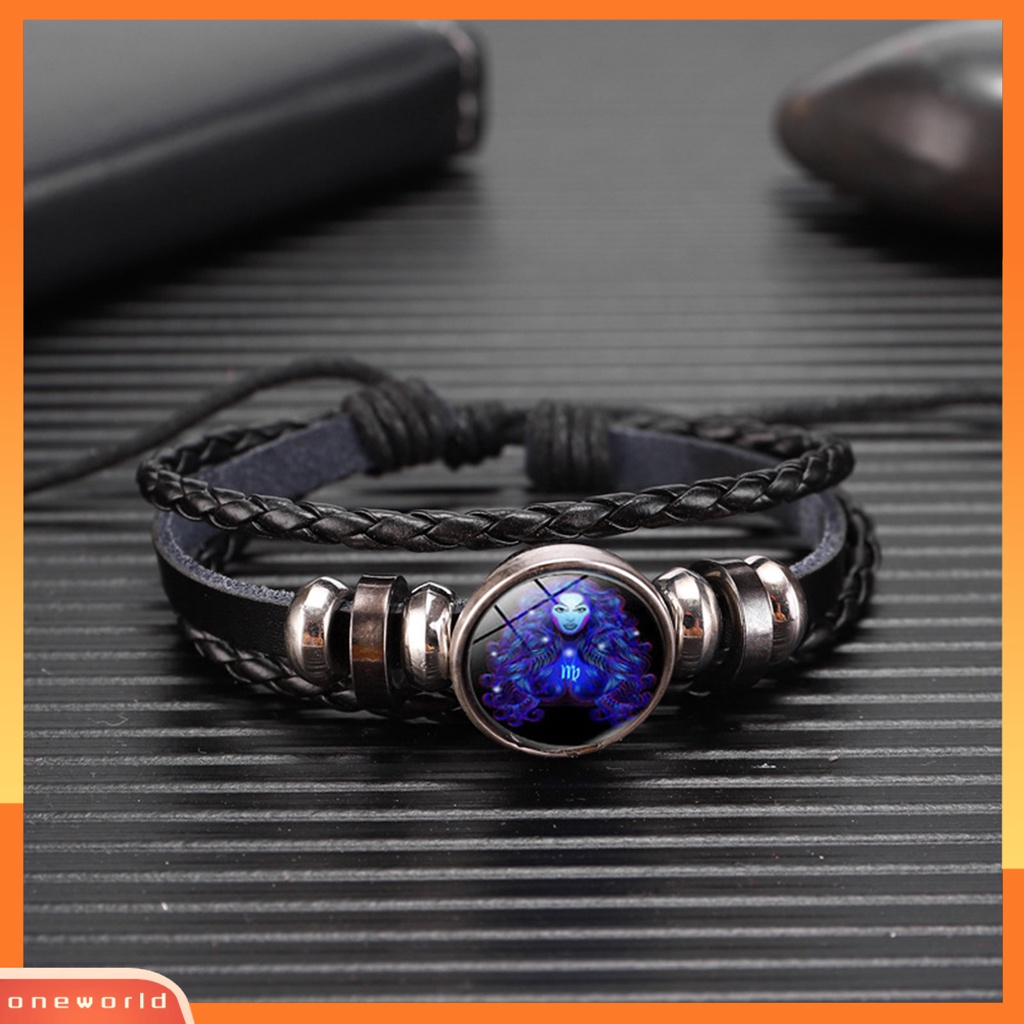 [EONE] Multilayer Charm Gelang Adjustable Luminescent Twelve Constellation Braided Bracelet Untuk Kehidupan Sehari-Hari