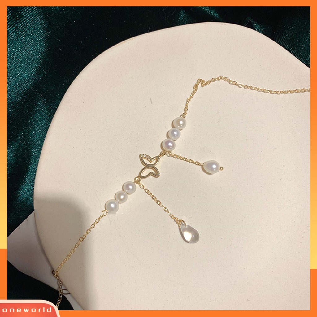 [EONE] Butterfly Kalung Adjustable Mutiara Imitasi Indah Dekoratif Wanita Elegan Klavikula Rantai Pesona Perhiasan Hadiah