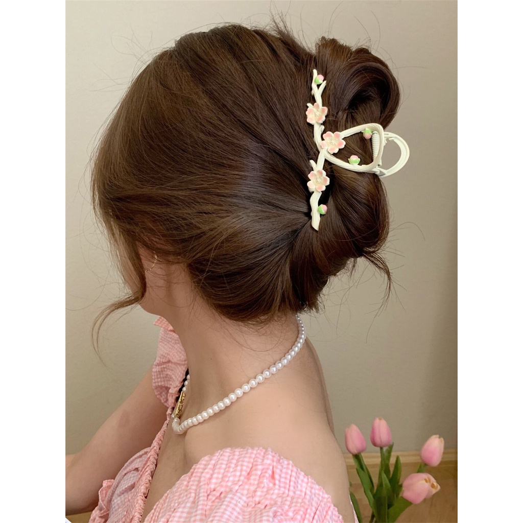 Klip Rambut Bunga Logam Mode Mutiara Berlian Imitasi Jepit Rambut Hair Claw Woman Hair Accessories